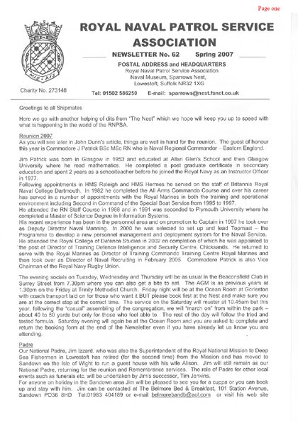 Preview of newsletter 62 spring 2007