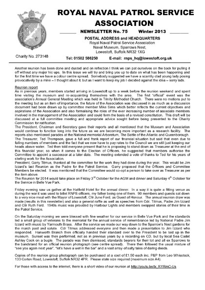 Preview of newsletter 75 winter 2013