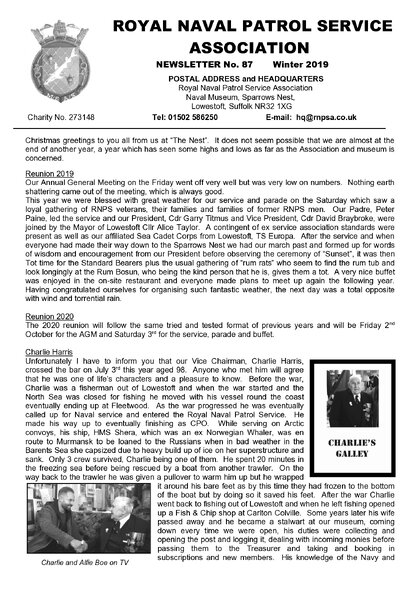 Preview of newsletter 87 winter 2019